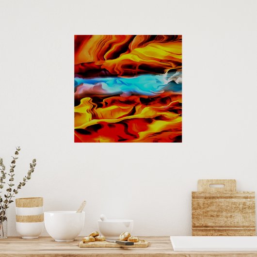 高温冷素子アクリル系ポア抽象芸術 ポスター (キッチン)