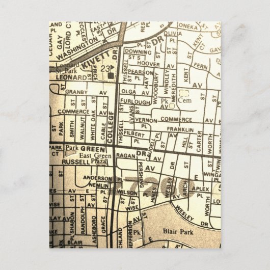 高点、NCヴィンテージマップ ポストカード (正面)