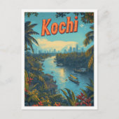 高知ケララインドヴィンテージアートトラベルイラストレーション ポストカード (正面)