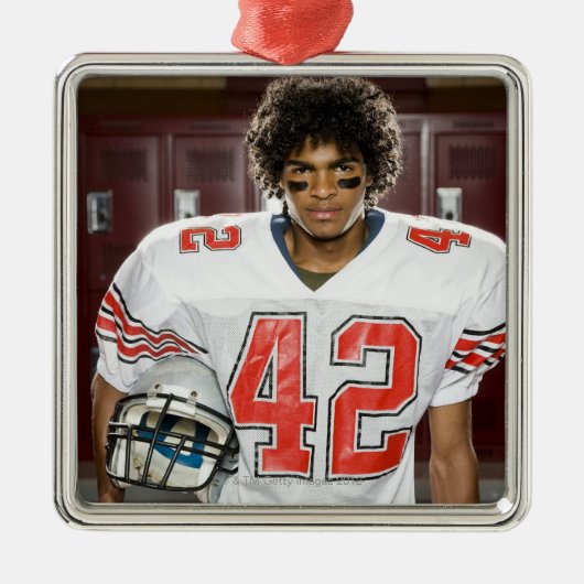 高等学校のフットボール選手 メタルオーナメント (正面)