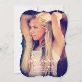 高等学校の写真の卒業のモダンの書道 案内状 (正面)