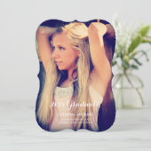 高等学校の写真の卒業のモダンの書道 案内状 (スタンド正面)