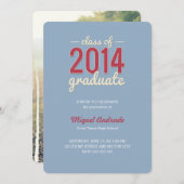 高等学校の写真の卒業パーティーの紫系統の人 招待状 (正面/裏面)