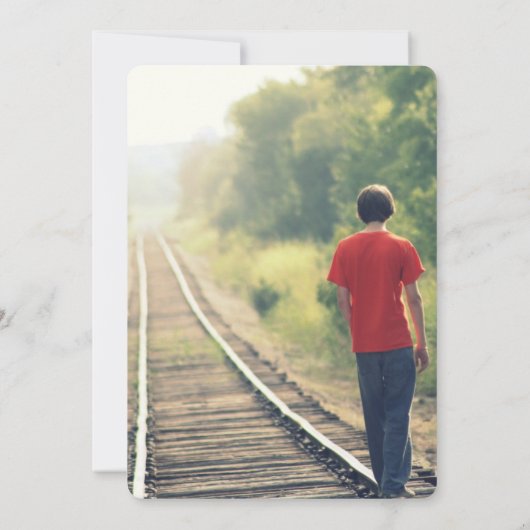 高等学校の写真の卒業パーティーの紫系統の人 招待状 (裏面)