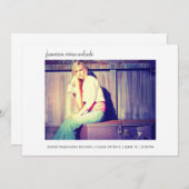 高等学校の写真の卒業2013の白のミニマリスト 案内状 (正面/裏面)