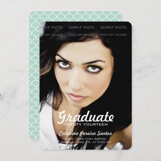 高等学校の写真の卒業2014の大学院のミント 案内状 (正面/裏面)