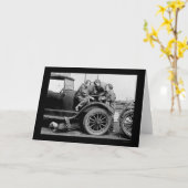 高等学校の女の子の自動車整備士1927年 カード (黄色い花)