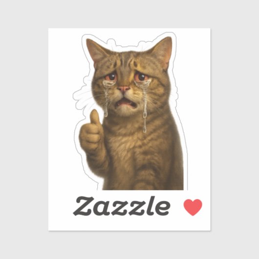 高精細な親指立てサムズアップする悲しい猫 シール (シート)