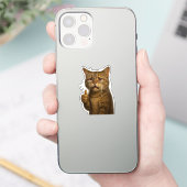 高精細な親指立てサムズアップする悲しい猫 シール (スマートフォン)