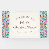 高級お洒落アイボリーフローラスタイルブライダルシャワー 横断幕 (横)