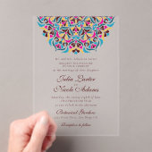 高級お洒落アイボリーフローラ縁どスタイル結婚s アクリル招待状 (インサイチュ (ポータブル))