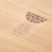 高級お洒落アイボリーフローラ縁どスタイル結婚s アクリル招待状 (レイダウン)