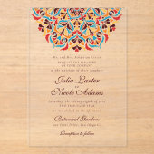 高級お洒落アイボリーフローラ縁どスタイル結婚s アクリル招待状 (正面)