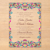 高級お洒落アイボリーフローラ縁どスタイル結婚s アクリル招待状 (正面)