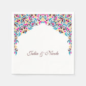 高級お洒落アイボリーフローラ縁どスタイル結婚s スタンダードカクテルナプキン (正面)