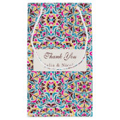 高級お洒落アイボリーフローラ縁どスタイル結婚s スモールペーパーバッグ (裏面)