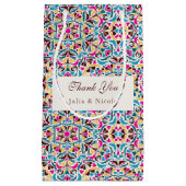 高級お洒落アイボリーフローラ縁どスタイル結婚s スモールペーパーバッグ (正面)