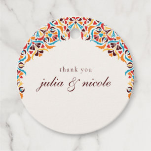 高級お洒落アイボリーフローラ縁どスタイル結婚s フェイバータグ