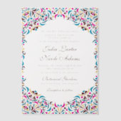 高級お洒落アイボリーフローラ縁どスタイル結婚s ベラム紙招待状 (正面)