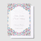 高級お洒落アイボリーフローラ縁どスタイル結婚s ベラム紙招待状 (オフセット)