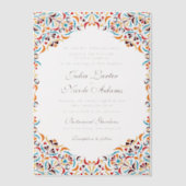 高級お洒落アイボリーフローラ縁どスタイル結婚s ベラム紙招待状 (正面)