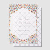 高級お洒落アイボリーフローラ縁どスタイル結婚s ベラム紙招待状 (オフセット (招待状))