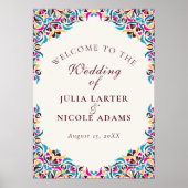 高級お洒落アイボリーフローラ縁どスタイル結婚s ポスター (正面)