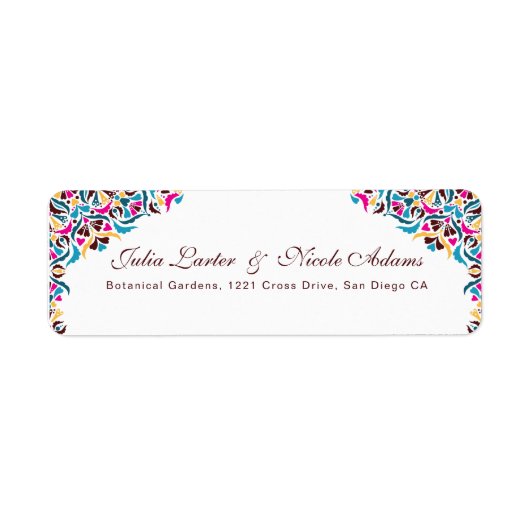 高級お洒落アイボリーフローラ縁どスタイル結婚s ラベル (正面)