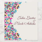 高級お洒落アイボリーフローラ縁どスタイル結婚s ワインラベル (シングルラベル)