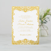 高級お洒落アイボリーフローラ縁どスタイル結婚s 箔招待状 (立ち正面)
