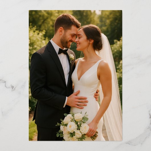 高級お洒落アイボリーフローラ縁どスタイル結婚s 箔招待状 (裏面)