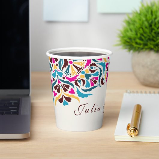 高級お洒落アイボリーフローラ縁どスタイル結婚s 紙コップ (インサイチュ)