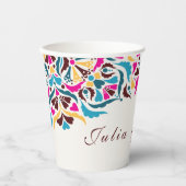 高級お洒落アイボリーフローラ縁どスタイル結婚s 紙コップ (正面)