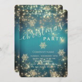 高級きらめくク企業のリスマスパーティー 招待状 (正面/裏面)