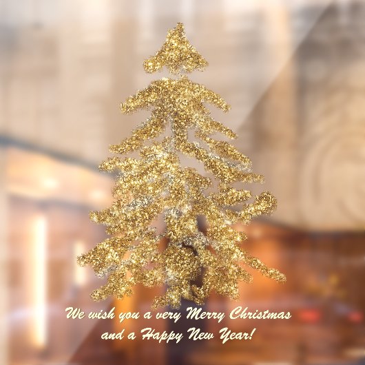 高級きらめく金ゴールドウォーターカラークリスマスツリー ウィンドウサイン (シート2)