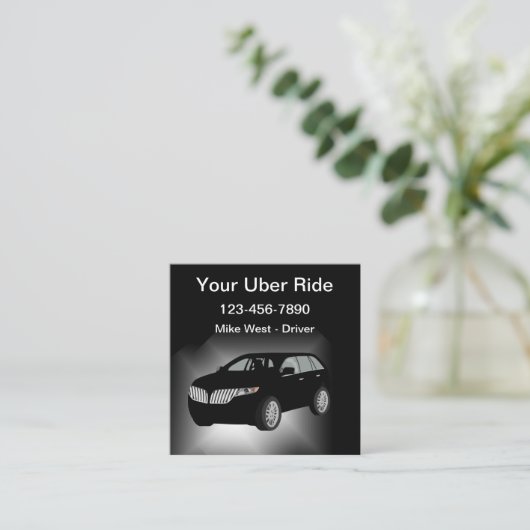 高級で超高級カッコいいな運転手の乗り物 スクエア名刺 (スタンド正面)