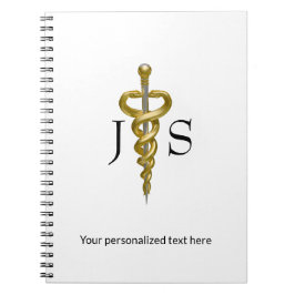 高級なアスクレピオスの医療用デザイン ゴールド シルバー ノートブック