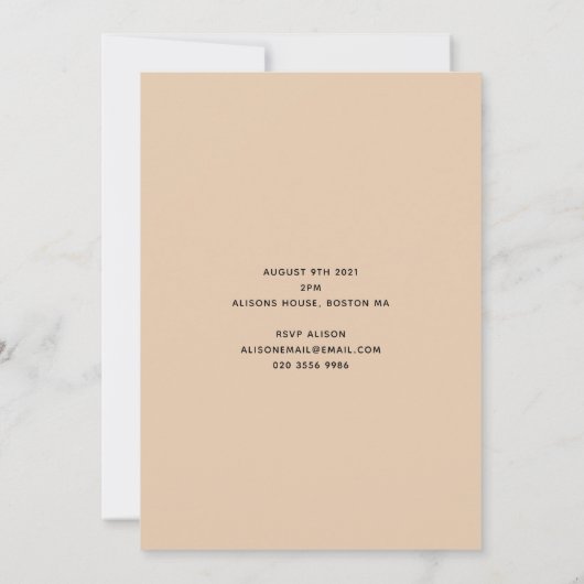 高級なエレガント桃色の花のベビーシャワー  セーブザデート (裏面)