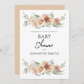 高級なエレガント桃色の花のベビーシャワー  セーブザデート (正面/裏面)