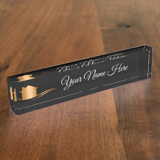 高級な不動産のデスクアクセサリ デスクネームプレート (側面)