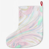 高級な大理石様抽象デザイン ラージクリスマスストッキング (裏面)