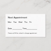 高級な歯医者のオフィスアポイントメントカードデザイン 名刺 (裏面)