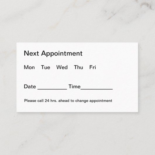 高級な歯医者のオフィスアポイントメントカードデザイン 名刺 (裏面)