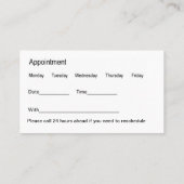 高級な歯科医オフィスアポイントメントカード新規 名刺 (裏面)