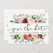 高級な水の色オータム結婚式の日付を保存 案内ポストカード (正面/裏面)