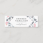 高級な水ガーリー彩の枠ブーケピンクグレー スキニー名刺 (正面)