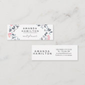 高級な水ガーリー彩の枠ブーケピンクグレー スキニー名刺 (正面/裏面)