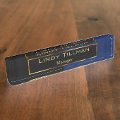 高級な濃紺および黒 デスクネームプレート (側面)