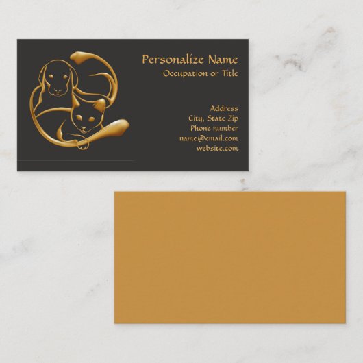 高級な犬と猫の金ゴールドペット 名刺 (正面/裏面)