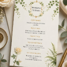 高級な秘密の庭の結婚式詳細カード